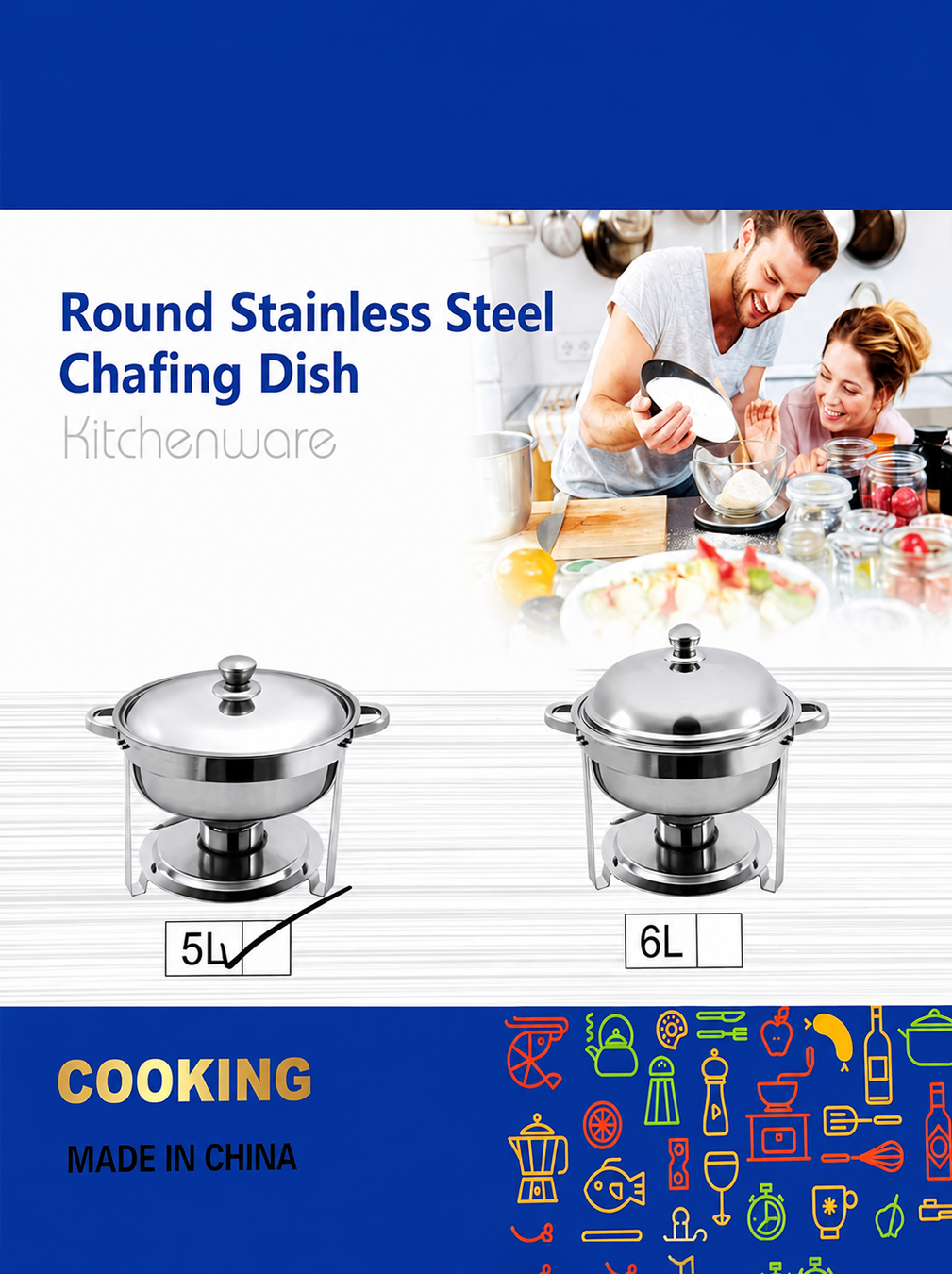 Round Stainless Steel Chafing Dish
