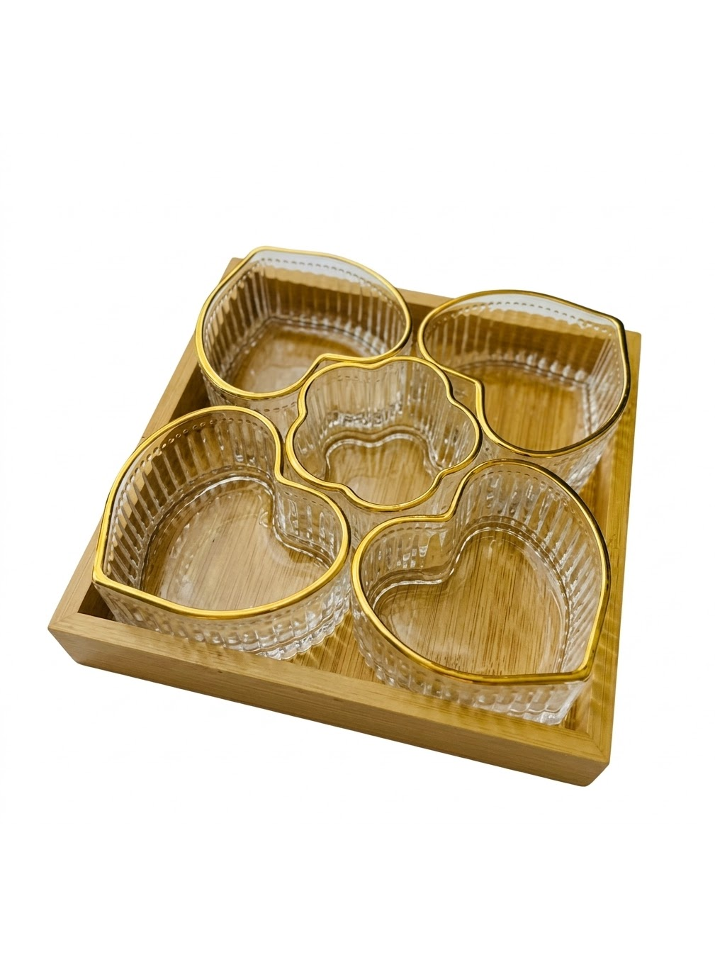 Dessert Set Glazen Kom Dessert Snackkom Set Houten Dienblad Ijskommen